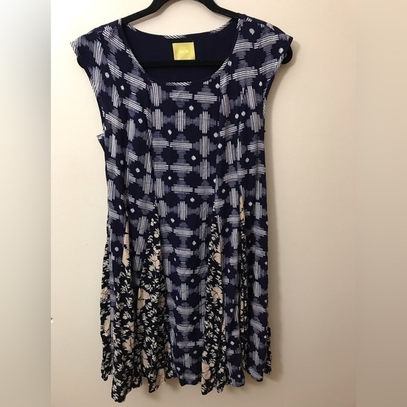 ANTHROPOLOGIE Maeve Womens Indiga Swing Cap Sleeve Pullover Knee Length Dress S - Picture 3 of 16